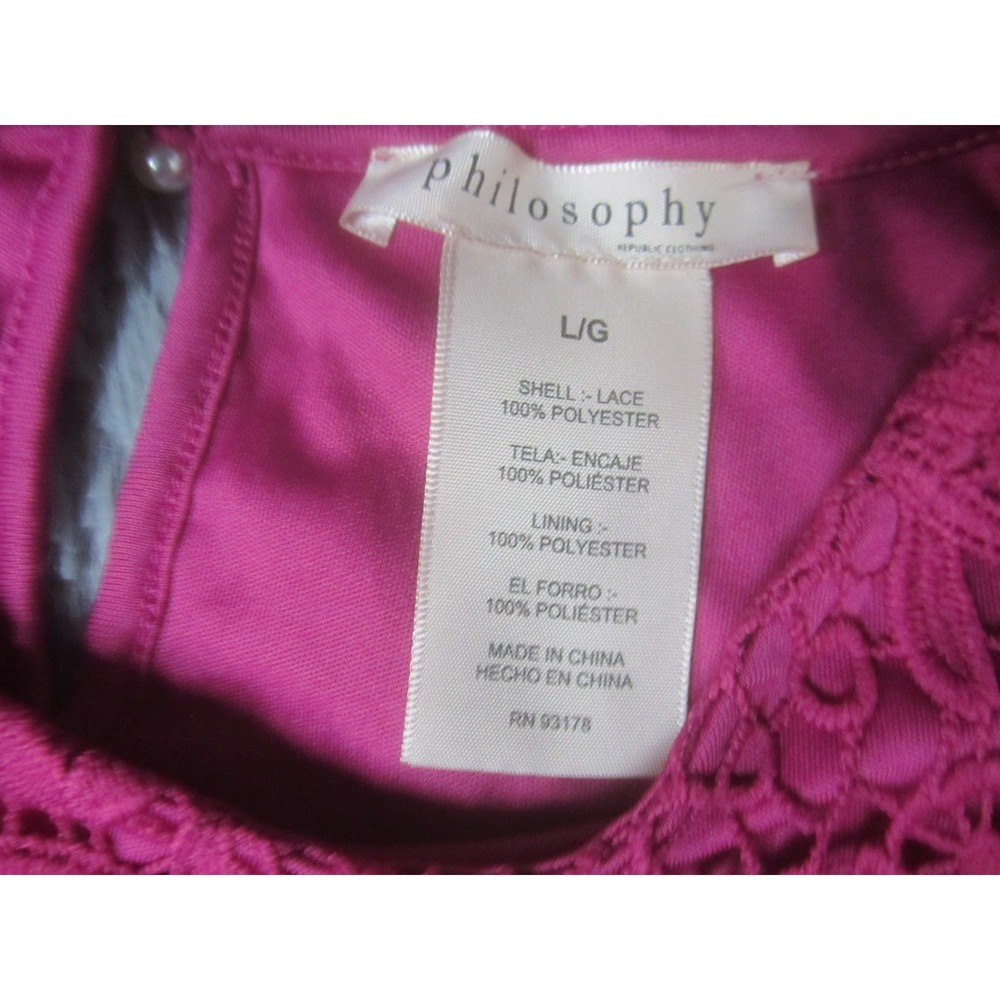 Philosophy Shirt Womens Large Pink Floral Short Sleeve Casual Scoop Neck - Picture 4 of 8